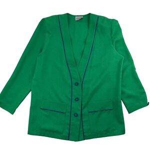 Vintage Collections Internationale Blazer Green Blue Colorblock Womens Size 10